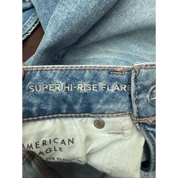 American Eagle Next Level Stretch V-Waist Super Hi-Rise Flare Size 12 Long - Picture 9 of 12